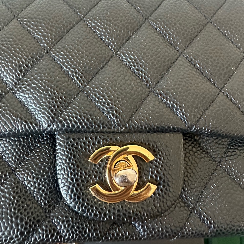 CHANEL Black Quilted Caviar Leather Mini Flap with Gold Hardware - Picture 8 of 12